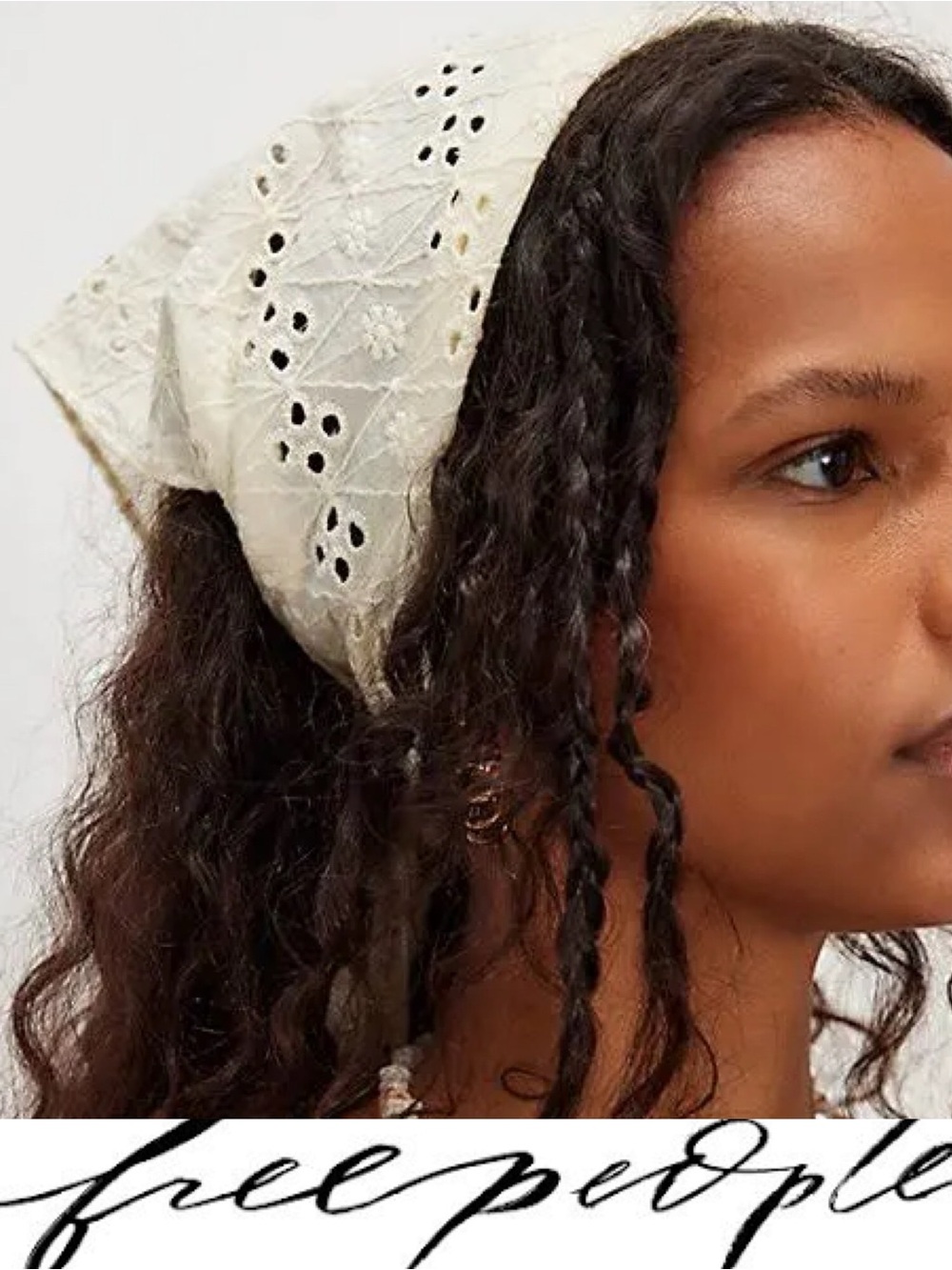 Free People Cream Eyelet Bandana Scarf❤️ NWOT